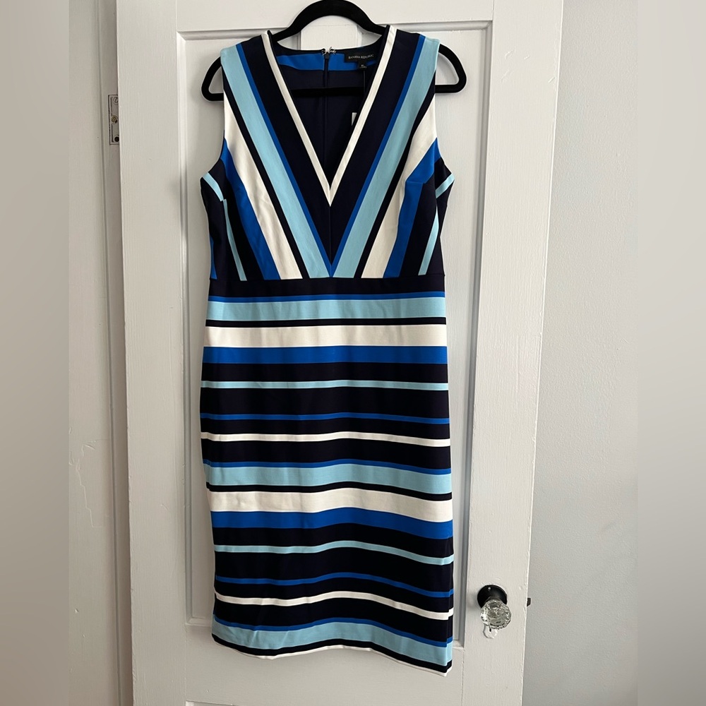 Banana Republic Blue Striped Sheath Dress 16